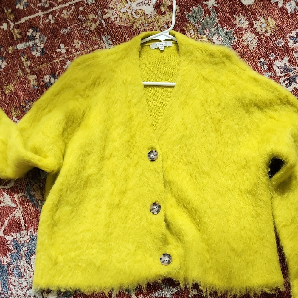 Bright Yellow Fuzzy Cardigan